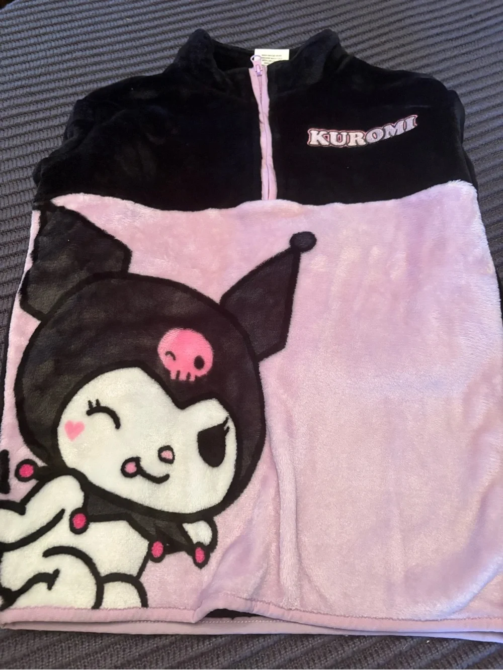 Kuromi Plush Jacket in Pink and Black